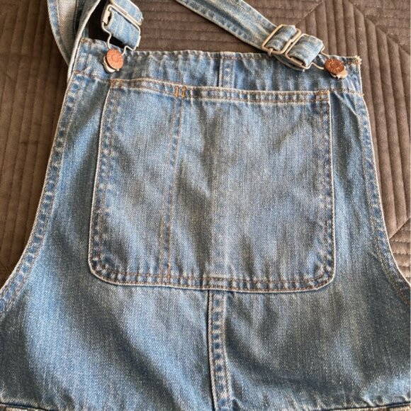 Madewell Women Blue Cotton Adirondak Frayed Hem Shorts Denim Overalls Size L EUC - Picture 12 of 12